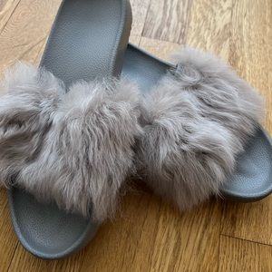 UGG lamb fur fuzzy slides